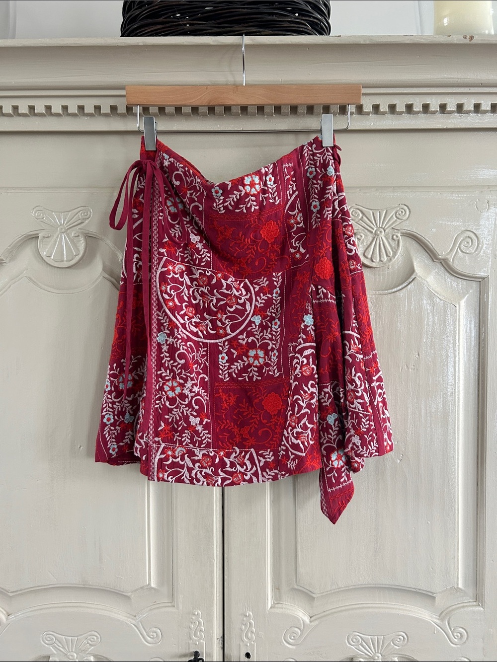 Assymetrical Anthropologie Embroidered Skirt